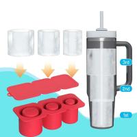 Taza térmica de acero inoxidable con mango para coche, vaso de viaje helado de doble pared con pajita, taza de café aislada al vacío con molde de hielo, 40oz - details 7