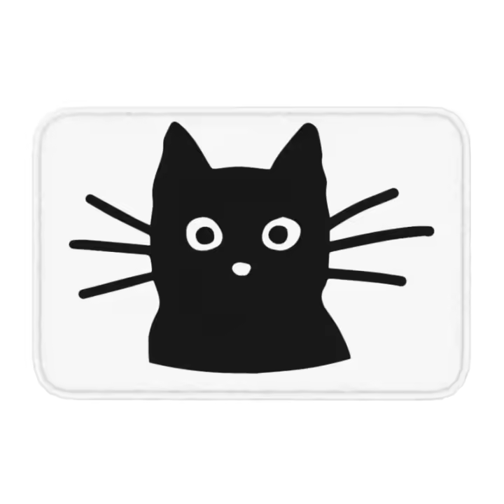 Alfombra de Entrada de Gato Negro Personalizada Alfombra de Cocina y Baño Antideslizante de Franela 40*60cm - 1