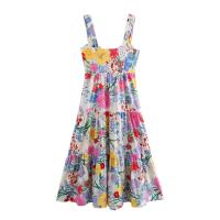 BUNO-Vestido de verano sin mangas para mujer, traje elegante con estampado dulce, tirantes, espalda descubierta, patchwork, playa y vacaciones - details 2