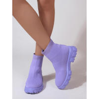 Zapatos de cuña informales ligeros hasta el tobillo para mujer de marca, botas de plataforma de media pantorrilla con calcetín de punto, invierno - details 18