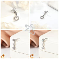 ZS-Piercing de nariz de acero inoxidable en forma de L, Perno de Nariz de cristal CZ brillante, flor, mariposa, forma de corazón, 20G, 1 pieza - details 7