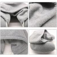 Almohada de avión en forma de U con sudadera con capucha, almohada de viaje suave y cómoda para el cuello con capucha - details 2