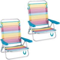 Pack 2 Sillas Playa Plegables |   Ligera Portátil |   Baja y Reclinable de 4 Posiciones |   para Camping, Piscina, Terraza o Jardín Aguamarina - details 21