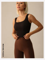 Camiseta sin mangas de Yoga acanalada de melocotón móvil, Top corto deportivo de soporte alto, Top de gimnasio de doble capa, engrosamiento, cuello cuadrado, almohadillas de sujetador fijas EVH - details 8