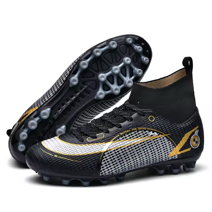 Zapatillas de Fútbol de Caña Alta Suela de Goma Natural Forro de Cuero Cierre de Cordones Unisex - 1