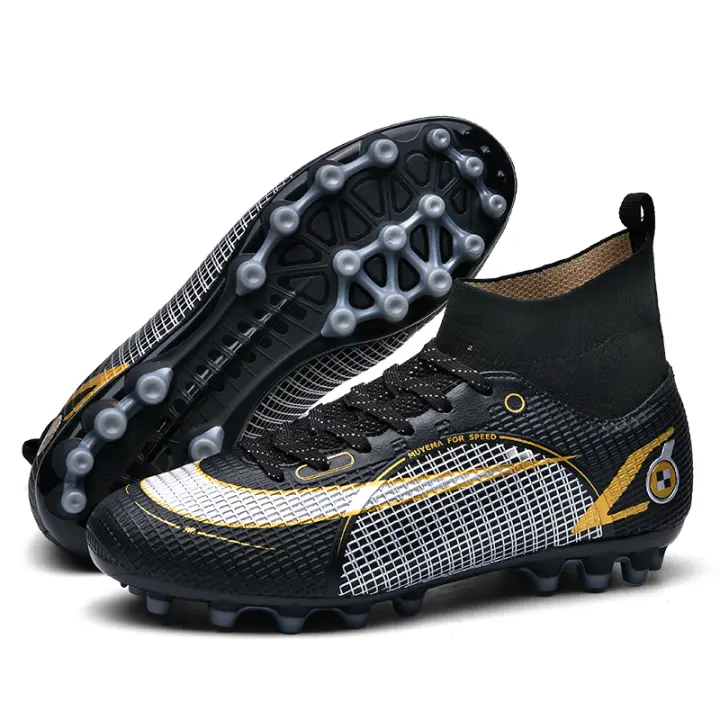 Zapatillas de Fútbol de Caña Alta Suela de Goma Natural Forro de Cuero Cierre de Cordones Unisex - 1