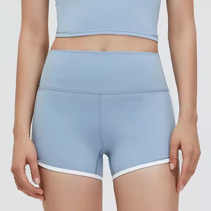 Pantalones cortos de Yoga para mujer, Shorts deportivos finos de cintura alta, mallas transpirables de secado rápido, ajustados, para entrenamiento y Fitness - 1
