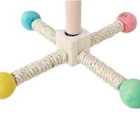 Bolas giratorias duraderas, palo de estación para loros, percha interactiva de madera para pájaros, banda de juguete, rodamiento, fácil instalación, soporte para loros - details 1