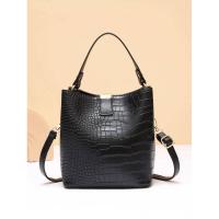 Bolso tipo cubo con estampado de cocodrilo retro para mujer, bolso de hombro de cuero PU, bolso de gran capacidad, lujosa cartera de mujer de alta gama Mochila de lujo de alta gama - details 2