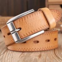 Cinturones de diseñador para hombre, piel de vaca auténtica de alta calidad, color marrón, de lujo,talla grande, 100% grano real - details 21