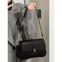 1 bolso de hombro elegante francés para mujer, bolso cruzado versátil con correa de cadena desmontable, cierre de cierre de tono dorado, duradero, negro para ocasiones informales y formales, bolso cruzado pequeño, accesorio de noche, accesorio sofisticado - details 2