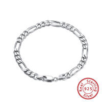 Pulseras de plata de ley 925 para hombre y mujer, cadena Figaro 925, Estilo Vintage - details 0