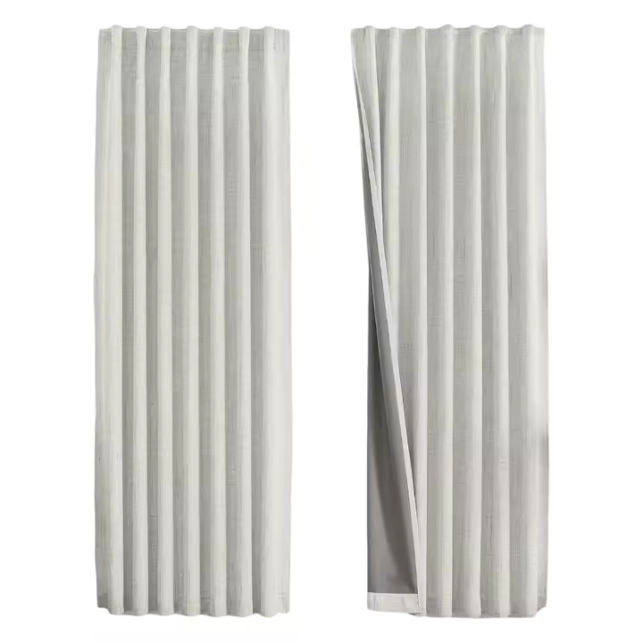 Cortinas Opacas de Lino 2 Piezas para Dormitorio Aislantes de Calor y Frío - 1