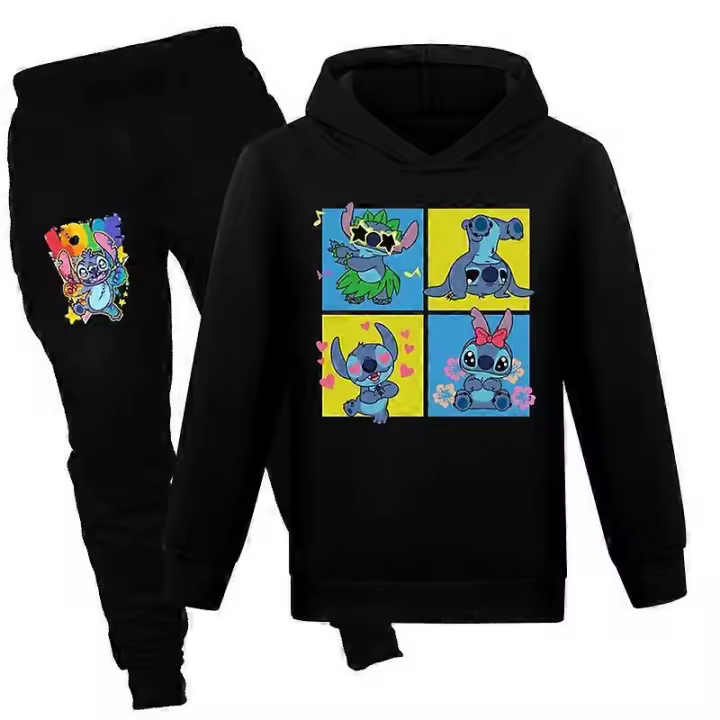 Conjunto de suéter y pantalones de primavera y otoño para niños y niñas Stitch BSSM - 1