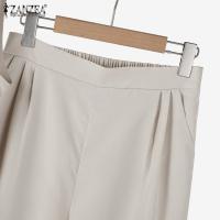 ZANZEA Conjunto De Verano Para Mujer 2 Piezas Top Irregular Y Pantalones De Pierna Ancha Moda Coreana Elegante Ropa De Oficina - details 12