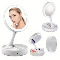 Espejo Cosmético LED Portátil de Sobremesa con Luces, Espejo Plegable Vertical de Doble Cara - details 3