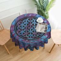 Mantel circular mandala, flor de loto de la vida, impermeable, resistente al aceite, 60 pulgadas, forma geométrica sagrada - details 42
