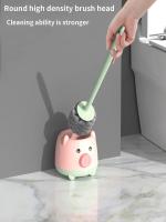 Cepillo De Inodoro Lindo De Cerditos Set De Limpieza De Baño Colgante Sin Esquinas Muertas Material Plástico Doble Pieza - details 8