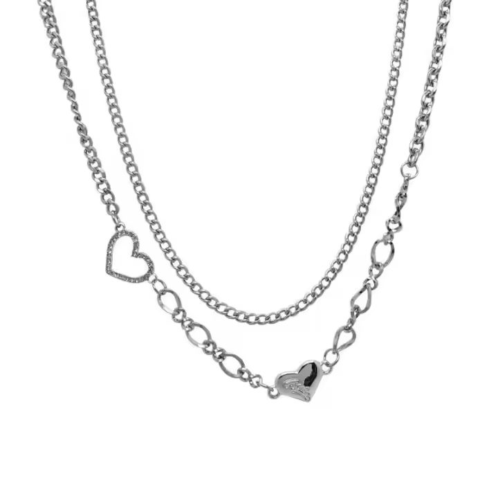 Collar de Corazón Premium Diseño Miniatura para Mujer Doble Capa para Emparejar - 1