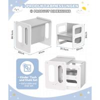 1 Taburete, Juego de Asientos Infantiles 3 en 1 y Banco Convertible en Mesa, Muebles Infantiles (Natural, L) - details 10