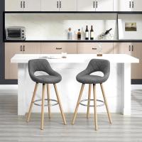 Juego de Taburetes de Cocina Alto 2 Piezas con Resalto y Reposapiés Altos para Bistro, Cafetería y Cocina Funda de Piel Sintética y Patas de Madera Blanco - details 16