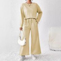 Conjuntos de dos piezas informales para mujer, tops con cuello redondo y pantalones de cintura elástica, trajes deportivos para mujer - details 5
