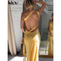 Vestido Largo de Seda para Mujer Elegante, Sin Mangas, Espalda Descubierta, Hombros Descubiertos - details 20