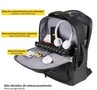 Mochila de viaje de gran capacidad para hombre, bolsa para ordenador portátil de negocios con carga USB, bolso personalizable para exteriores - details 4