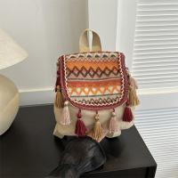 Mochila de estilo étnico con borlas, bolso escolar pequeño de lona, ​​bolso de hombro con borlas, bolso escolar bordado de estilo coreano de gran capacidad - details 14