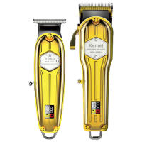 Kemei-cortadora de pelo inalámbrica de metal para hombres, máquina eléctrica de corte de pelo profesional, recargable, Original - details 0