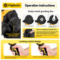 MELLWIN M14 amoladora angular eléctrica sin escobillas, 3 engranajes, 125MM, pulidora de carga inalámbrica, herramienta eléctrica para juego de pines de batería Makita - details 4