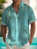 Nueva camisa hawaiana de manga corta con estampado de playa turística, adecuada para caminar por la calle, ocio, primavera y verano. - details 11