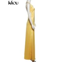 Vestido Largo de Seda para Mujer Elegante, Sin Mangas, Espalda Descubierta, Hombros Descubiertos - details 2