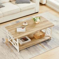 Mesa de Café con Redonda de 100cm, Tablero de Estilo Moderno en Macro de para la Salón, Beige - details 1
