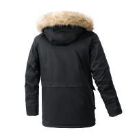Chaqueta gruesa de lana para hombre, abrigo a prueba de viento con Cuello de piel y capucha, Parka informal de marca clásica, a la moda, novedad de invierno, 2024 - details 2