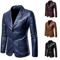 Chaqueta de Cuero PU Delgada para Hombres 2025 Estilo Casual con Mangas Largas y Abotonaduras - details 0