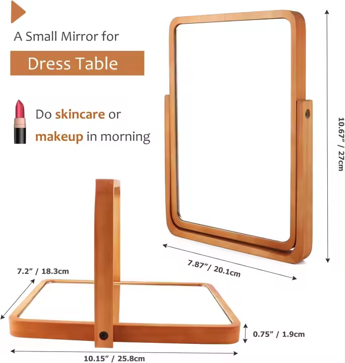 Espejo de Escritorio de Madera Ajustable Belleza Natural para Maquillaje Hecho en China - 1