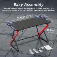 100x60cm Mesa Ornador Esport Ergonómico Marco Z Fibra Carbono Estable Fácil Montar Gancho Auriculares para Juegos Estudiar Trabajar - details 2