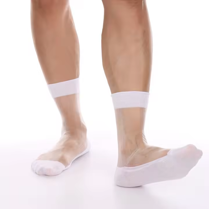 Calcetines de tubo de malla transparente para hombre con empeine de talón reforzado Sexy Toe Fethe Medias Calcetines transparentes - 1