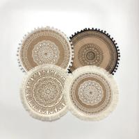 Mantel Individual redondo Vintage de 36/38cm, manteles individuales trenzados lavables resistentes al calor con borlas, posavasos antideslizantes para mesa de comedor - details 7
