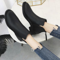 Botas de cuero pequeñas para mujer de estilo británico Nuevas botas cortas con tacón grueso y suelo plano - details 7