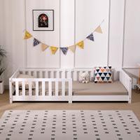Cama de Madera Maciza de Pino Montessori 90 x 200 cm Blanco Protección contra Caídas y Somier - details 5