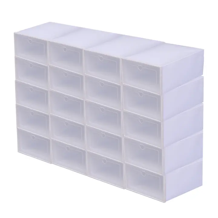Organizador de zapatos de plástico apilable, caja de almacenamiento de zapatos transparente, inofensivo, no deformable, plegable, 20 unidades - 1
