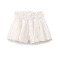 BUNO-Conjunto de verano bordado calado dulce conjunto de dos piezas para mujer con ribete de volantes corbata delantera sin mangas top de tiras y pantalones cortos conjunto combinado - details 6