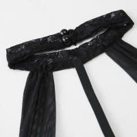 Sexy encaje calado hot top aros de acero con cierre de cuentas hebillas cuello halter negro - details 0