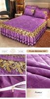 Colcha cálida de felpa dorada para invierno, fundas de almohada de lujo con juego de cama, falda de cama engrosada, algodón bordado - details 7