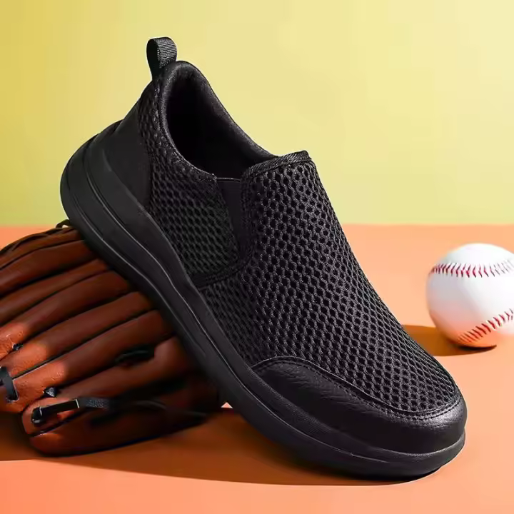 Zapatos deportivos grandes de moda para hombre con parte superior de malla transpirable, suela ligera de EVA, cordones, correr suave, primavera y verano - 1