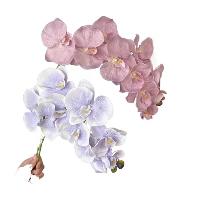 9 cabezas de orquídeas mariposas artificiales, tacto Real, alambre de hierro, forro interior, flor de Phalaenopsis falsa, 98cm, multicolor - 1