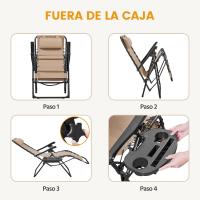 Juego de 2 Hamacas Siesta Gravedad Cero Sillas Plegables Exteriores con Brazo de Reposo y Soporte para Bebidas - details 6