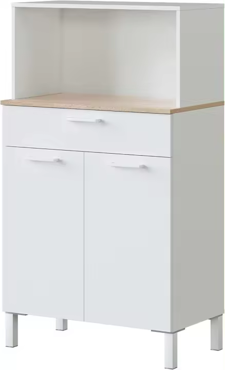 Alacena de Cocina Mueble Auxiliar de 3 Puertas y 1 Cajón Acabado en Blanco Artik y Roble Canadian - 1